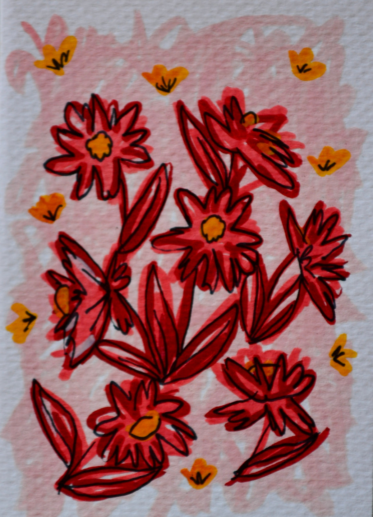 ACEO pink flower flow