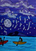 ACEO moonlit paddle