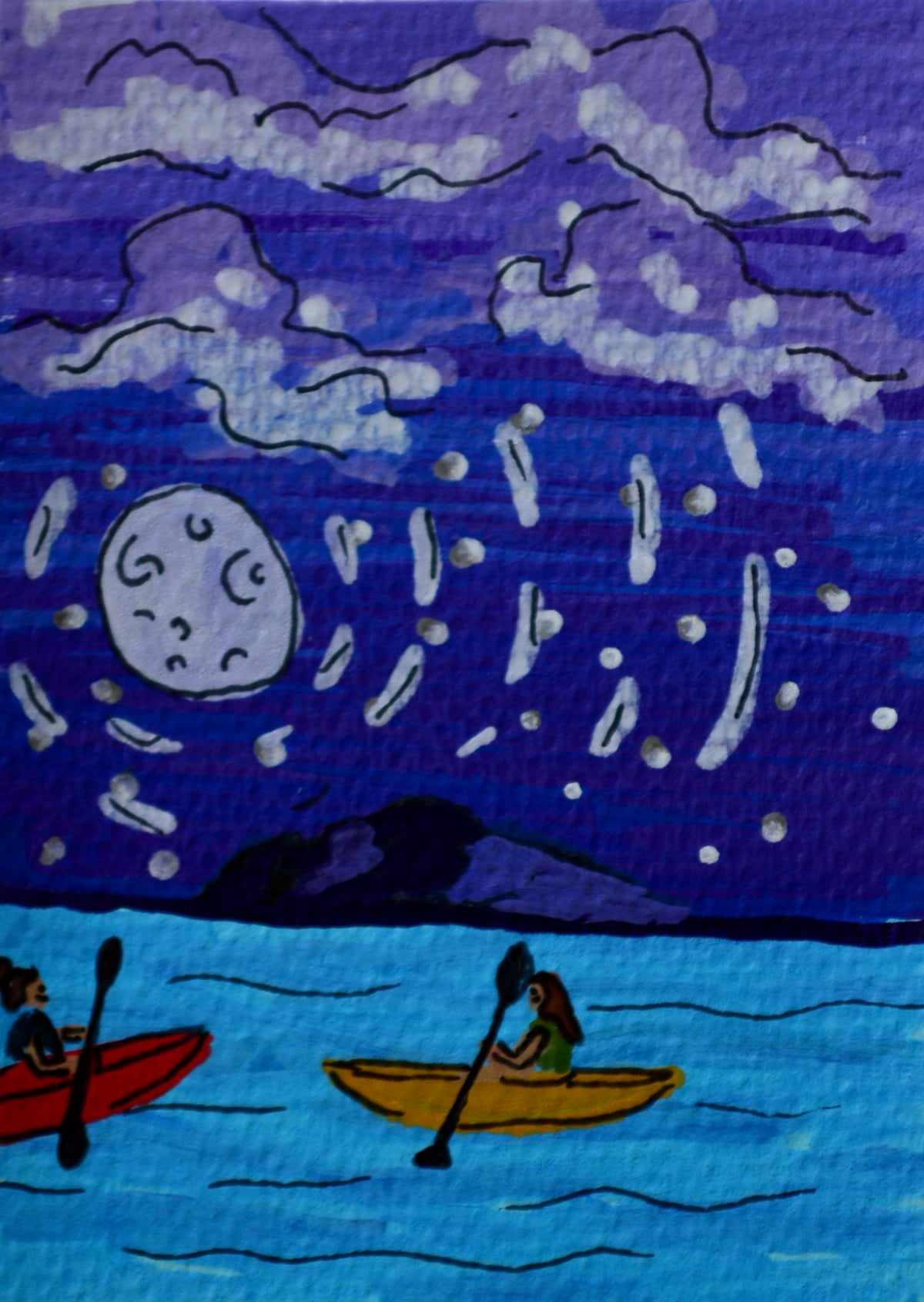 ACEO moonlit paddle