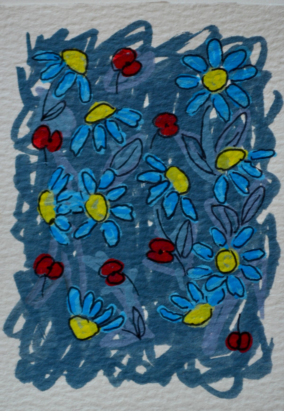 ACEO blue flowers