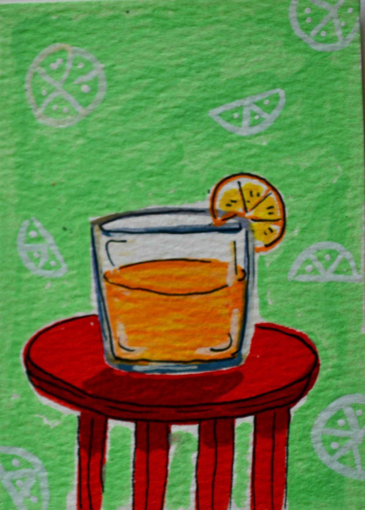 ACEO glass of OJ